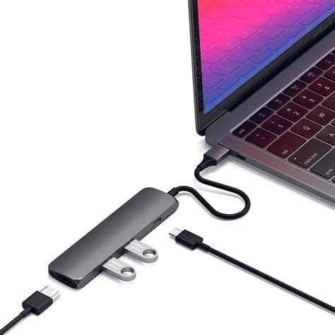 Satechi Slim Type-C Multi-Port Adapter with USB-C Pass-Through, 4K HDMI ...