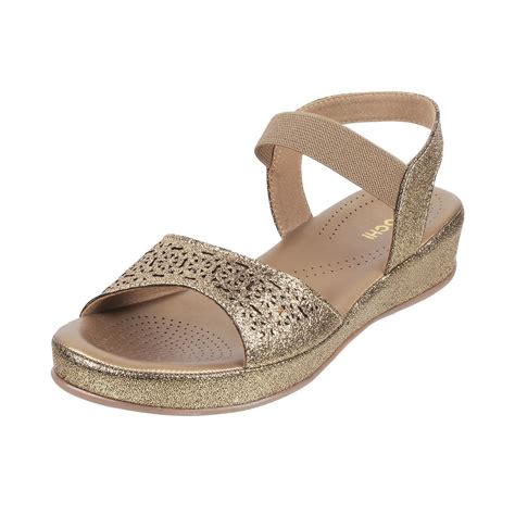 Buy Mochi Women Antic Gold Wedge Heel Comfort Sandal UK/3 EU/36 (44 ...