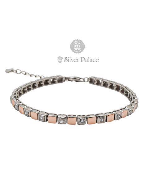 925 Sterling Silver Rose Gold 2 Tone Bracelet For Girls Sheya ...