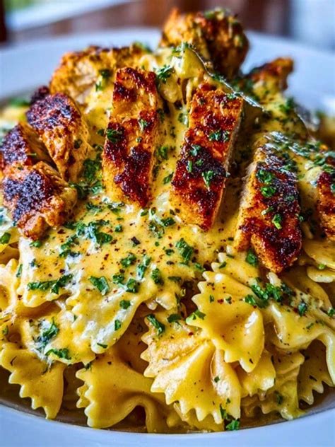 Creamy Cajun Chicken Bowtie Pasta with Garlic Cheese Sauce