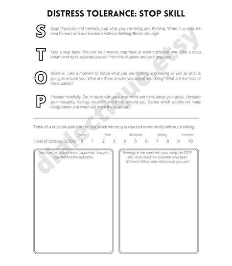 Distress Tolerance Worksheets In Spanish | DBT Worksheets