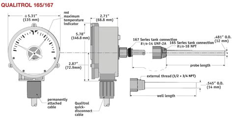 Qualitrol 165/167 - термометр с 5-дюймовым циферблатом для монтажа на ...