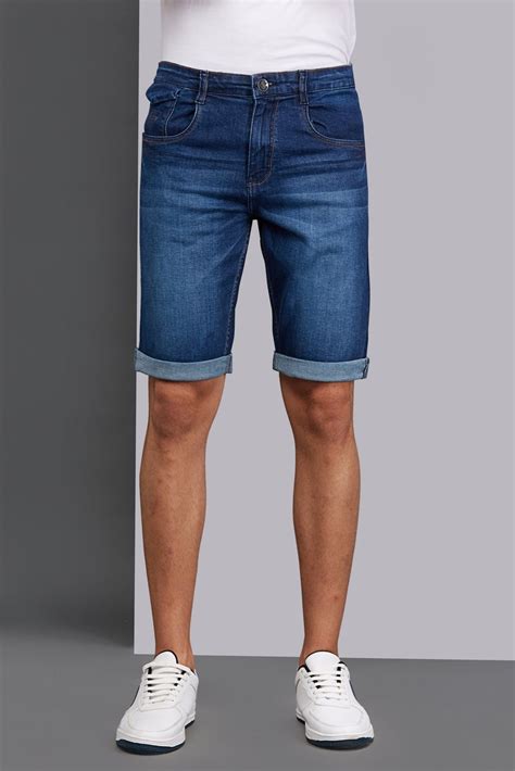 Washed Stretchable Blue Denim Shorts