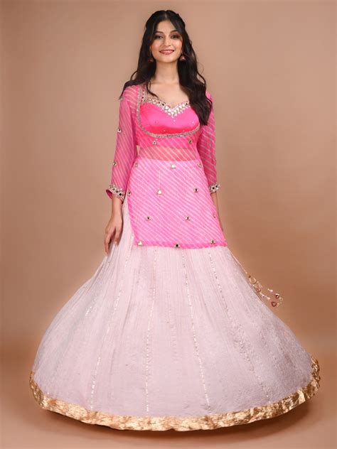 Ranas Crush Lehenga Set with Leheriya Dupatta