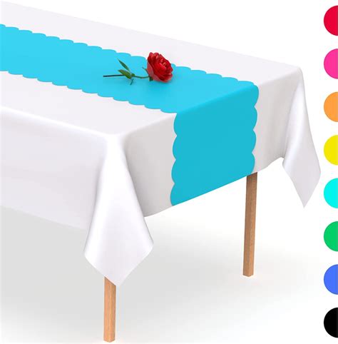 Turquoise Scallop Disposable Table Runner. 5 Pack 14 x 108 inch ...