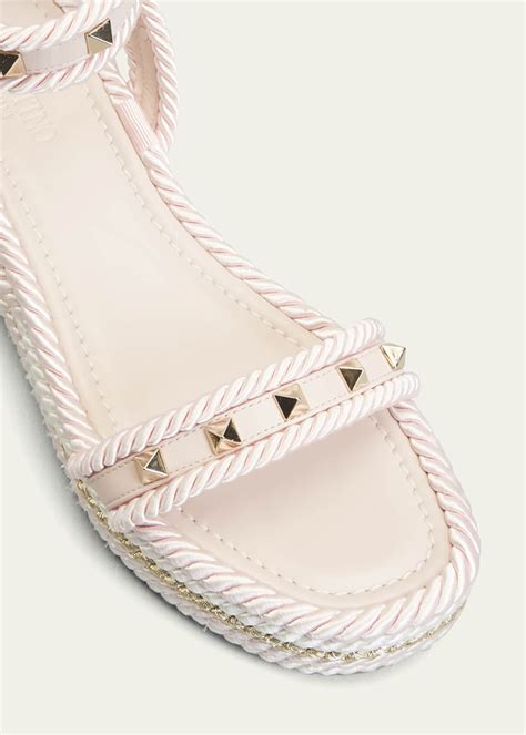 Valentino Garavani Rockstud Rope Wedge Espadrille Sandals - Bergdorf ...