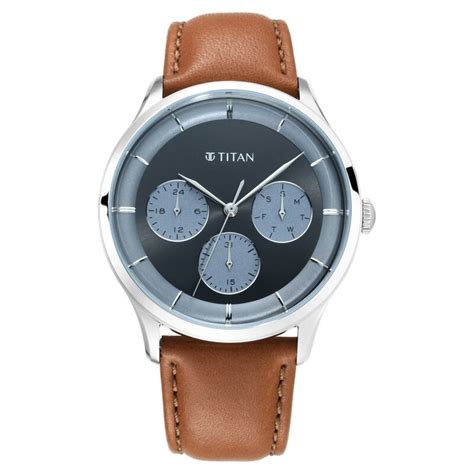 Buy Online Titan Light Leathers Black Dial Quartz Multifunction Leather ...