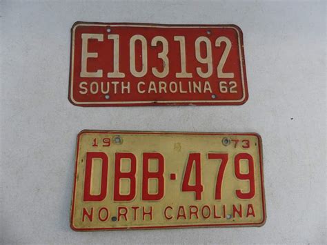 Lot #168 Vintage 1962 (South Carolina) & 1973 (North Carolina) License ...