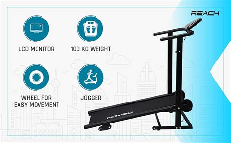 Buy REACH T-90 Pt Manual Treadmill For Home Workout With Push-Up Bar ...