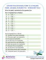 Converting Expanded Form to standard Form: Decimal Hundredths ...