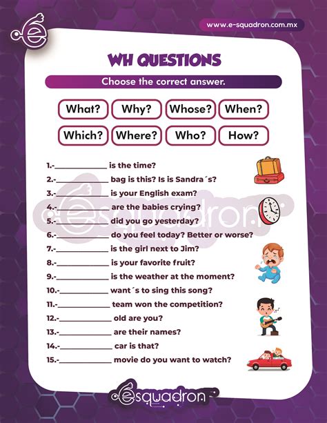 WH Questions . Sample Excesice | App para aprender ingles, Ejercicios ...