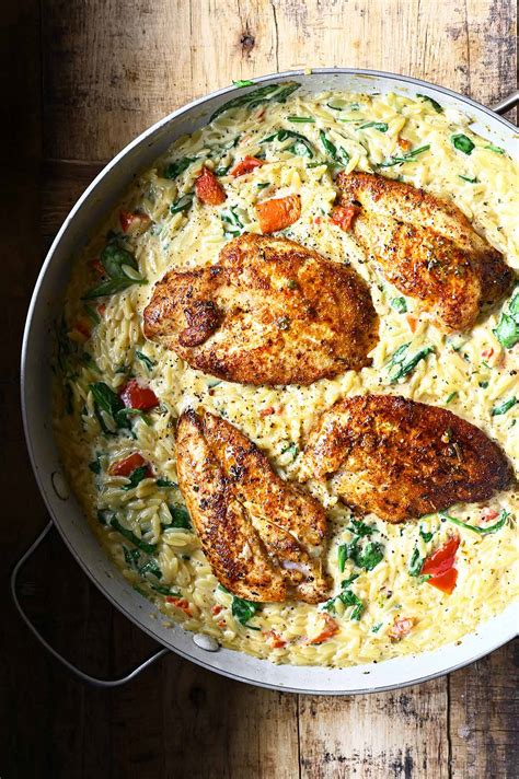 Creamy Tuscan Chicken Orzo - Serving Dumplings