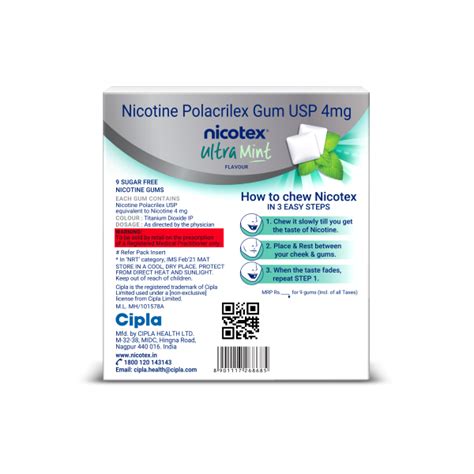 Cipla Nicotex Ultra Mint Gums 4mg - Cureka
