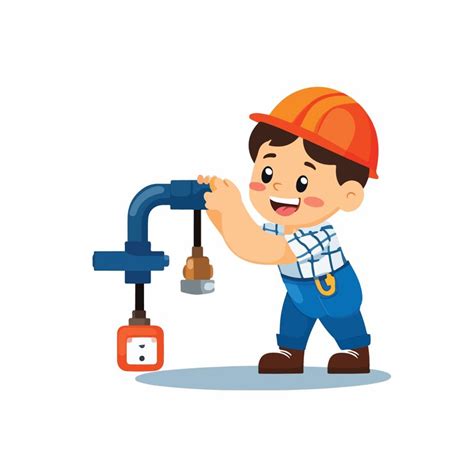 Cute cartoon plumber fixing a leak vector illustration | Premium AI ...