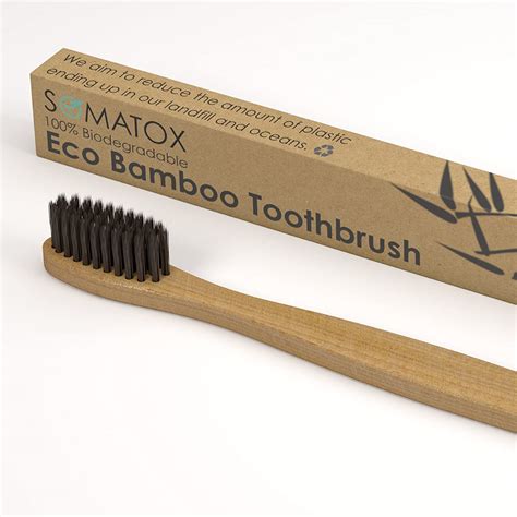 SOMATOXTM Eco Bamboo Toothbrush with Activated Charcoal Bristles ★ Soft ...