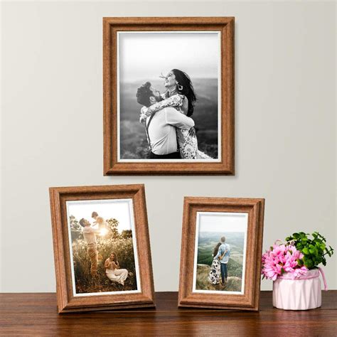 Art Street Rust Brown Set of 3 Photo Frames for Table Top Display and ...