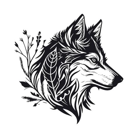 Vektorlogo mit Tierheraldiklinien schwarz und weiß ohne Hintergrund ...