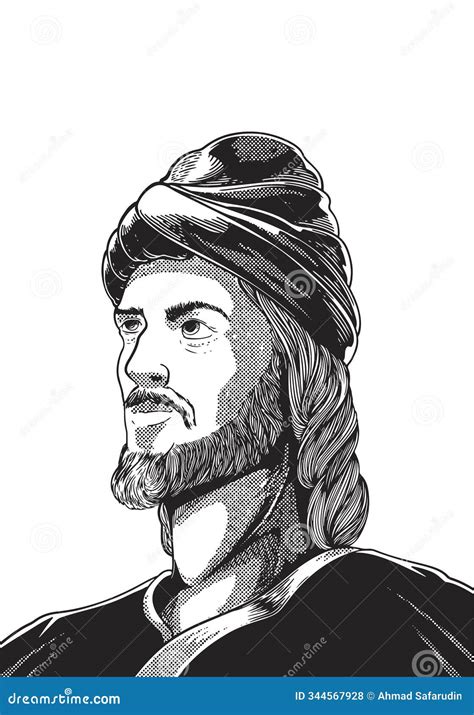 Al-Shafi I 767-820 Hand Drawn Engraving Portrait. Founder of the Shafi ...