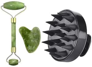 TROXXON Facial Massager Jade Roller & Gua Sha Tool Natural Himalayan ...