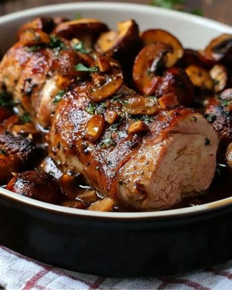 Filet Mignon de Porc au Cidre, Châtaignes et Champignons Persillés : Un ...