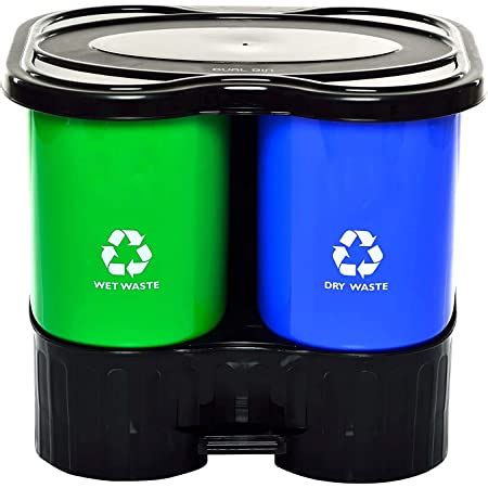 MIGGLO Plastic Joyo Step-On Dry and Wet Duel Dustbin 16 L (green, Small ...