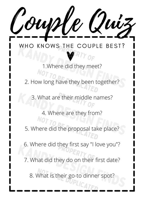 Couple Quiz Wedding Shower Game - Etsy