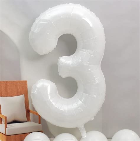 Buy TONIFUL 40 Inch White Large Numbers Balloons0-9,Number 3 Digit ...