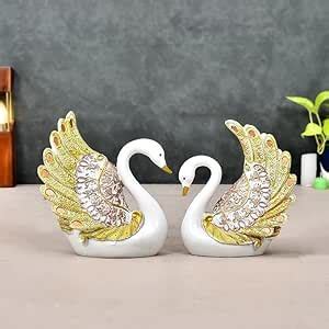 Buy Mixbasket HandiCrafts Present Elegant Swan Pair Feather Design ...