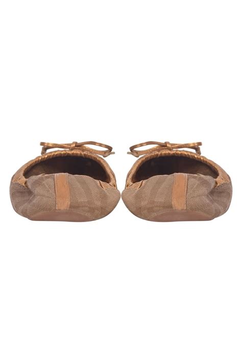 Burberry Golden Nova Check Leather Ballerinas
