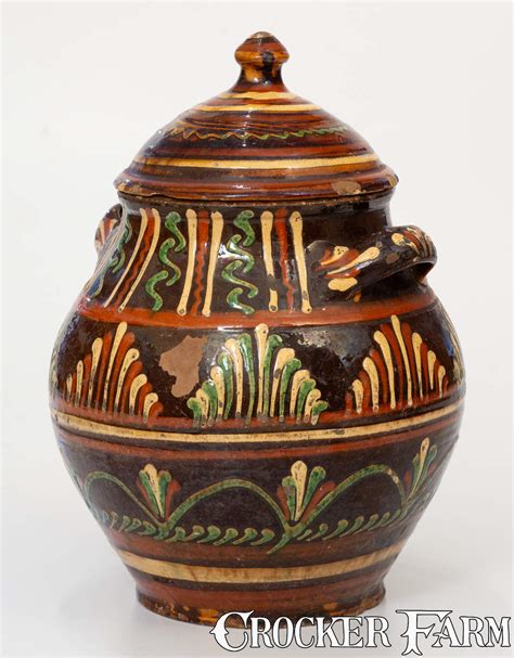 Outstanding Alamance County, North Carolina Redware Lidded Sugar Jar ...