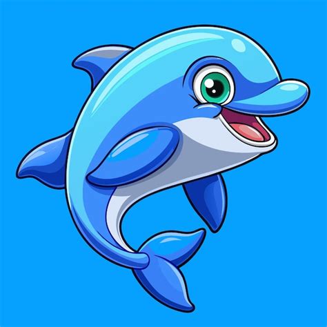 A cartoon drawing of a dolphin with a big green eye and the words on it ...