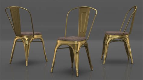 Bronze Stackable Chair Wooden Seat 3D model | 3D Molier International