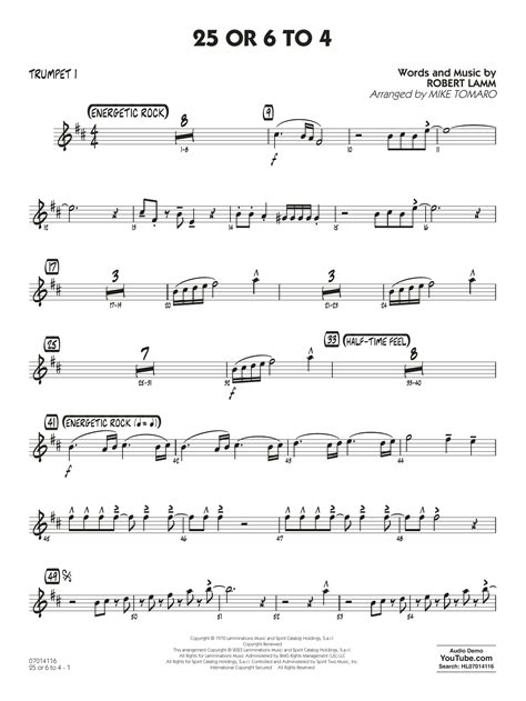 25 Or 6 To 4 (arr. Mike Tomaro) - Trumpet 1 by Chicago Sheet Music for ...