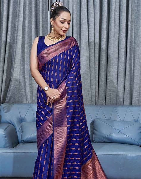 Royal Blue Banarasi Soft Silk Saree With Zari Weaving Work – Sareewave
