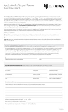 Fillable Online Application for Support Person Assistance Card - York ...