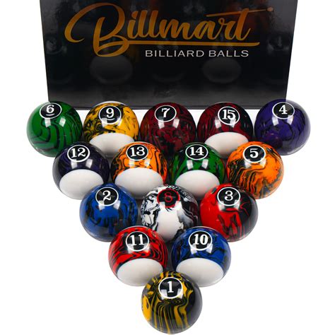 Billmart Billiard Balls Set 16 Pool Table Balls (Black Marble Premium ...