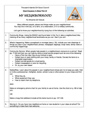 Fillable Online gscobadge My Neighborhood - Girl Scout Council's Own ...