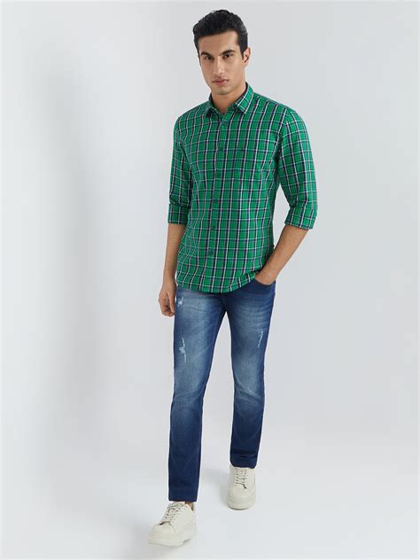 Parx Men Green Checks Slim Fit Cotton Full Sleeve Shirts – MyRaymond