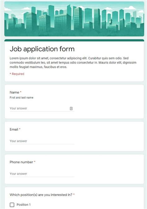 Image result for Google Form Example