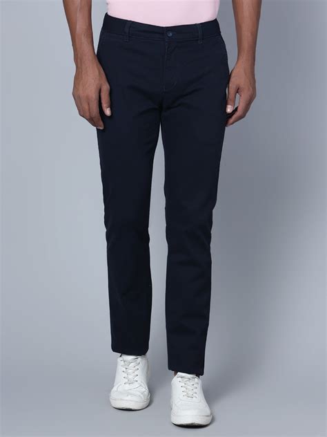 Men's Casual Flat front Navy Blue Trousers – Cantabil
