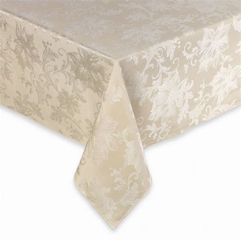 BB&B Holiday Joy Ivory Damask Flower Fabric Tablecloth Table Cloth 70 ...