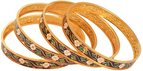 Buy Handicraft Kottage Gold Metal Bangle Set for Women - Set of 4 (HK ...