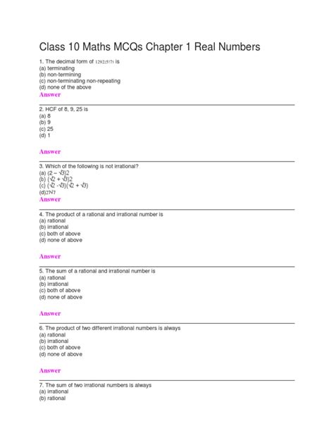 Image result for Class 10 Maths Chapter 1 MCQ Question