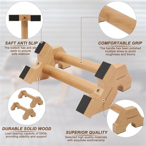 EVERYMATE Calisthenics Wood Parallettes Bars, Wood Push Up India | Ubuy