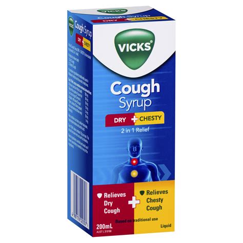 Vicks Cough Syrup Dry + Chesty 200ml | Cough syrup, Vicks, Chesty cough