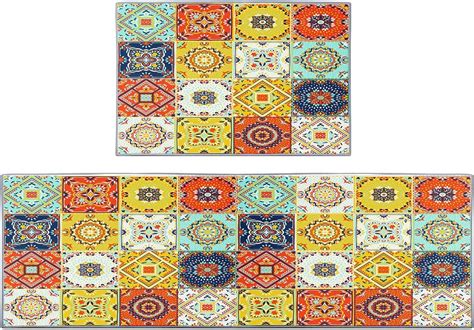 Turkish Moroccan Kitchen Rugs and Mats Non Skid Washable Set of 2 ...