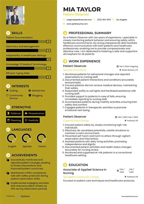 10+ Patient Observer Resume Samples & Templates for 2025