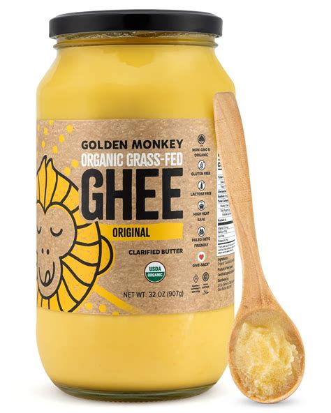 GOLDEN MONKEY Grass Fed BDF32 Ghee Clarified Butter for Energy, Gut ...