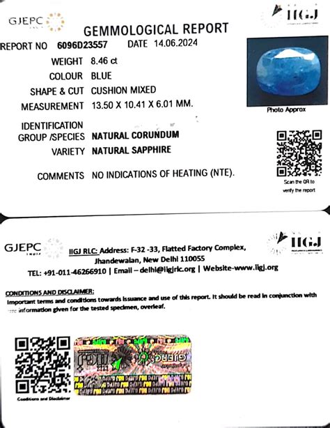 8.46/CT Natural Blue Sapphire with Govt Lab Certificate-4551 | Gem ...