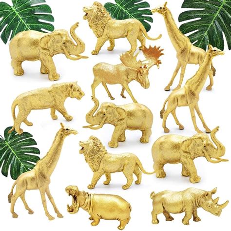 BOLZRA Metallic Gold Plastic Animal Figurines Toys, 12PCS India | Ubuy